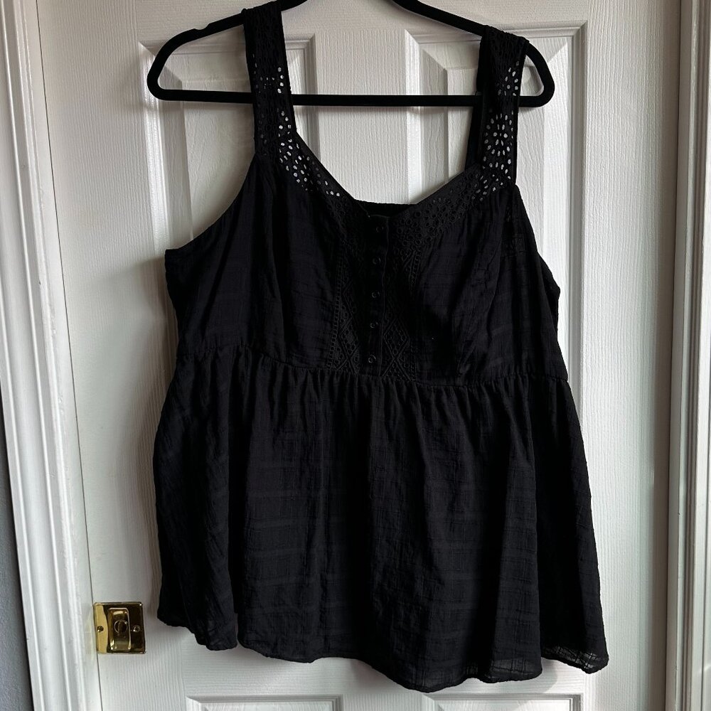 GUC Babydoll Cotton Windowpane Button Front Tank - Picture 3 of 4